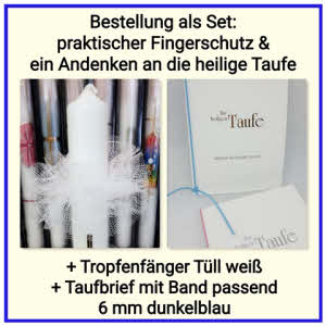 Ja: Set besteht aus Kerze, Taufbrief klassisch & Tropfschutz